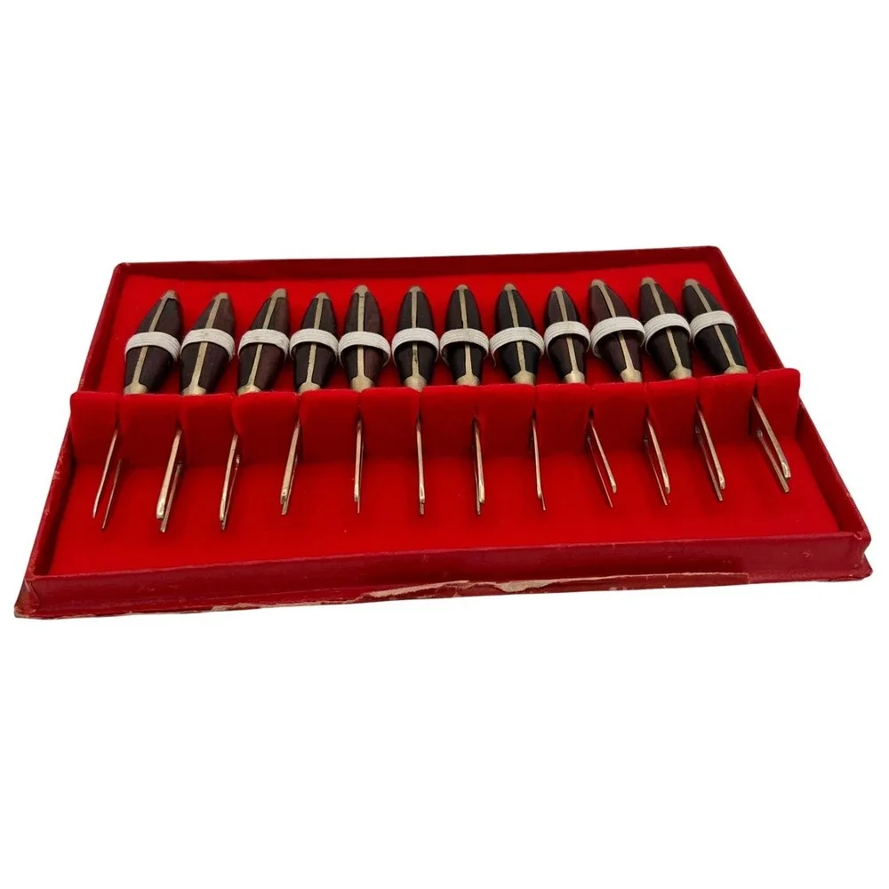 12 Vintage James Jewellers Bangkok Canapé Cocktail Appetizer Charcuterie Forks
